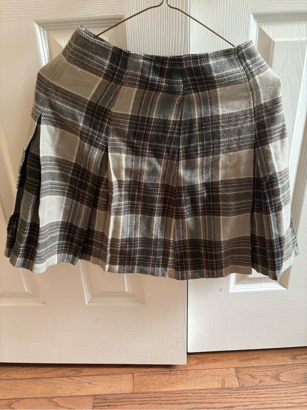 Express Plaid Pleated Mini Skirt in Gray and Brown